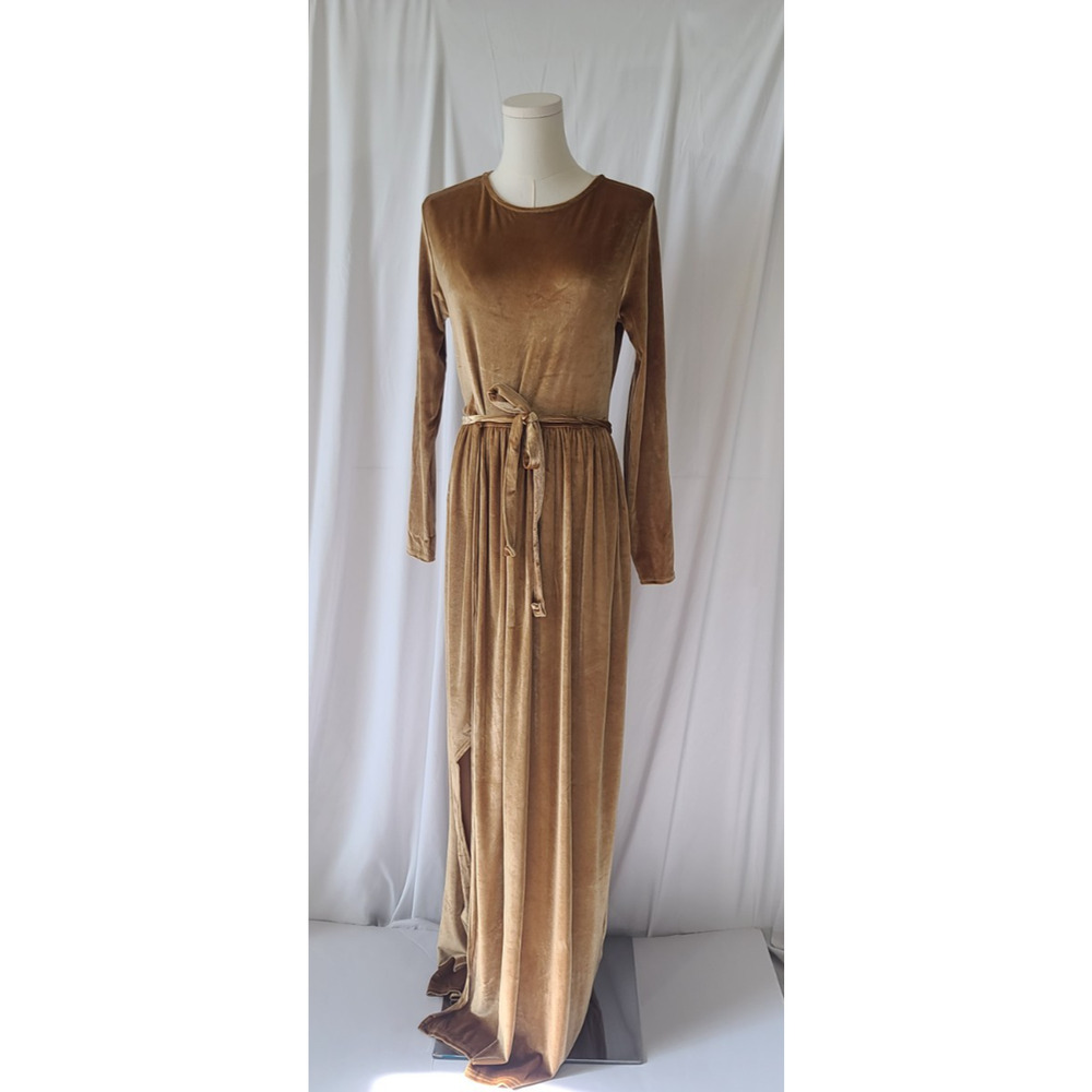 Club London Gold Velvet Maxi Dress US 10 Holiday Party